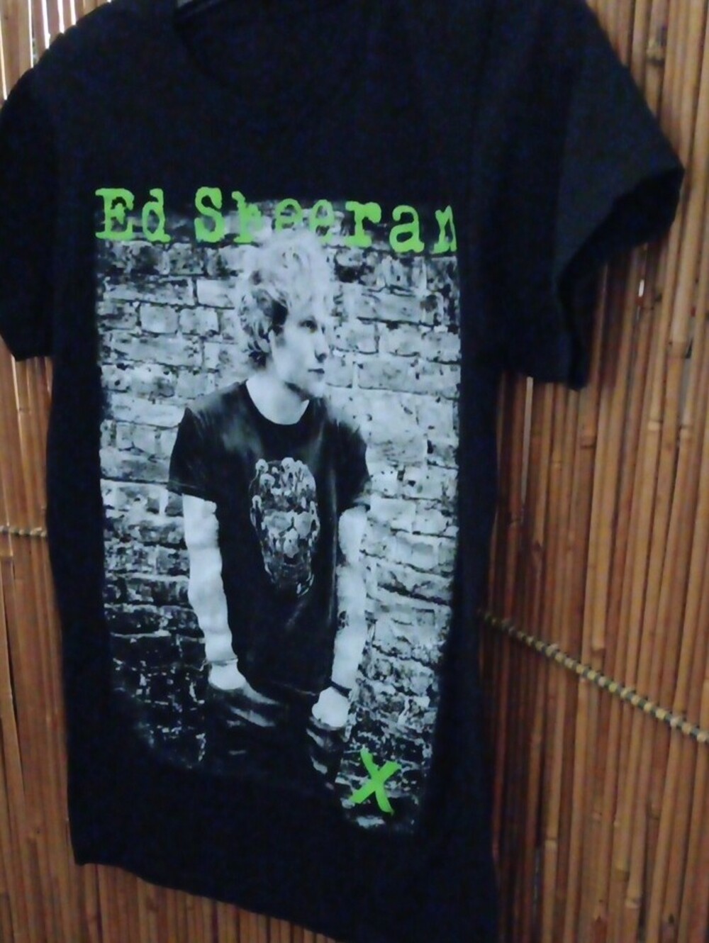 Ed Sheeran Black Graphic Short Sleeve Tee with Neon Green Accents